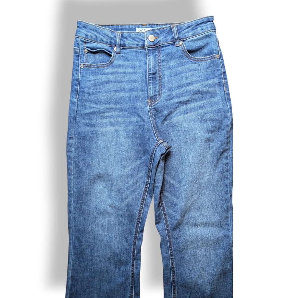 OAT New York Women's High Rise Flare Raw Hem Stretch Jeans Size 6 - Picture 7 of 14